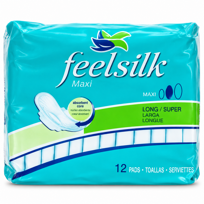 Feelsilk Maxi Long / Super Pads — 12 Packs (144 Pads)
