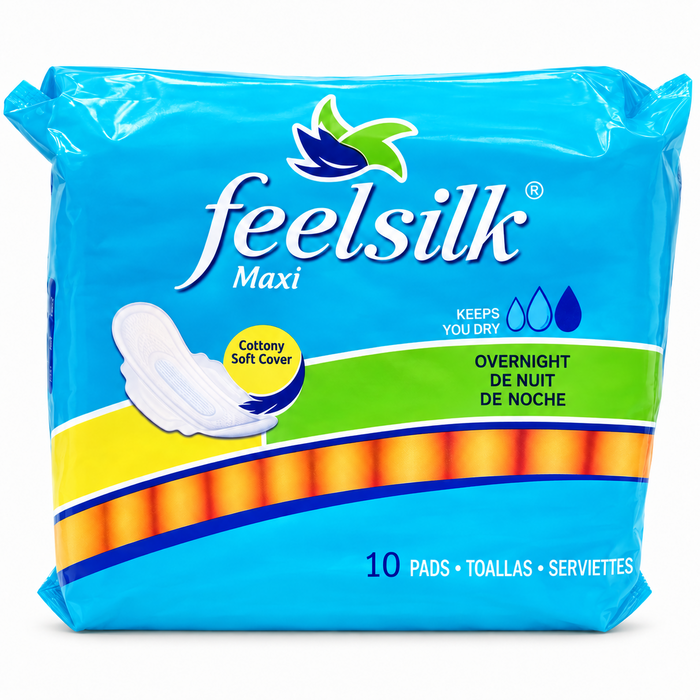 Feelsilk Maxi Overnight Pads — 12 Packs (120 Pads)