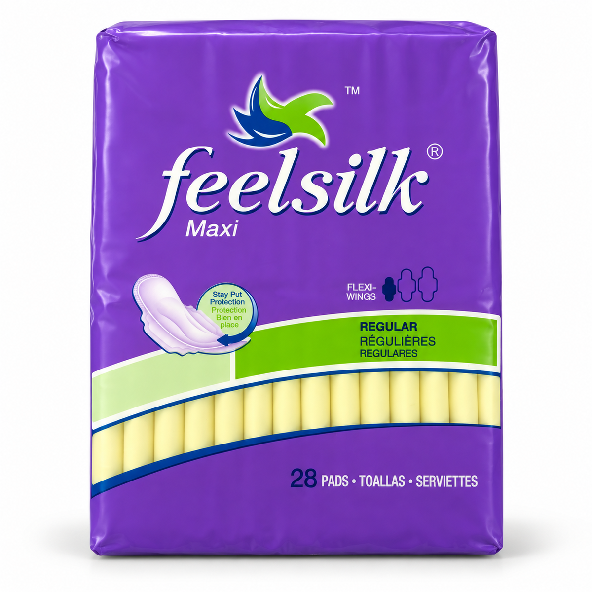 Feelsilk Maxi Regular Pads with Wings — 6 Packs (168 Pads)
