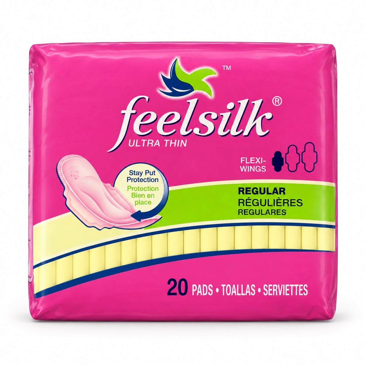Feelsilk Ultra Thin Regular Pads with Wings — 12 Packs (240 Pads)